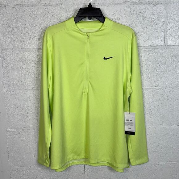 Nike Women's Dri-fit Uv Advantage Half-Zip Top - Lt Lemon Twist/black XL $85 - Picture 1 of 7